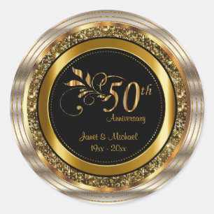 Beautiful 50th Golden Wedding Anniversary Classic Round Sticker