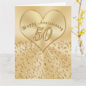 Beautiful 50th Wedding Anniversary Cards, 3 Sizes Card (Yellow Flower)