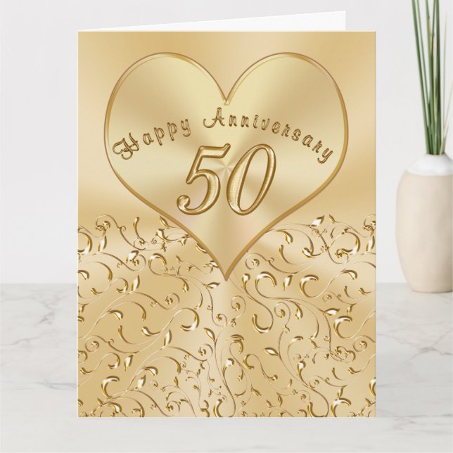 Beautiful 50th Wedding Anniversary Cards, 3 Sizes Card (Front)