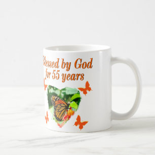BEAUTIFUL 55TH BIRTHDAY BUTTERFLY COFFEE MUG