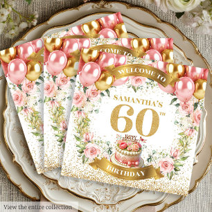 Beautiful 60th Birthday Napkins Gold Bloom Touch