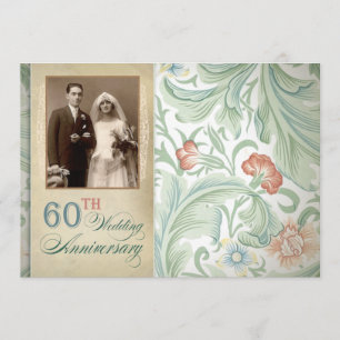 beautiful 60th wedding anniversary photo invites