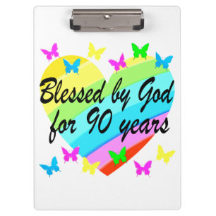 BEAUTIFUL 90TH CHRISTIAN BIRTHDAY PRAYER DESIGN CLIPBOARD