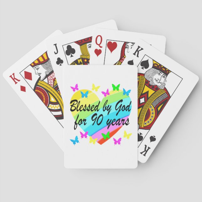 BEAUTIFUL 90TH CHRISTIAN BIRTHDAY PRAYER DESIGN PLAYING CARDS (Back)