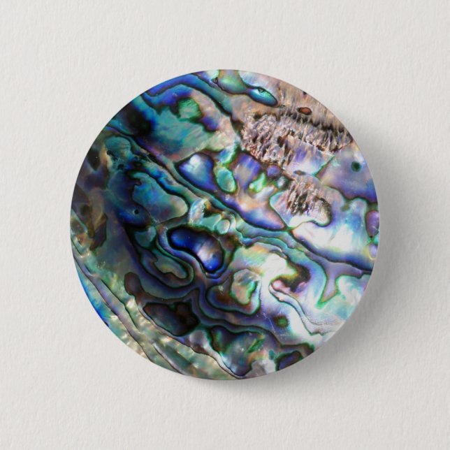 Beautiful abalone shell 6 cm round badge (Front)