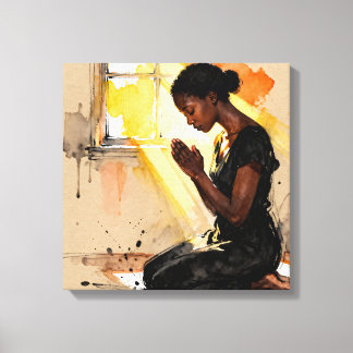 Beautiful Abstract African=American Woman Praying Canvas Print