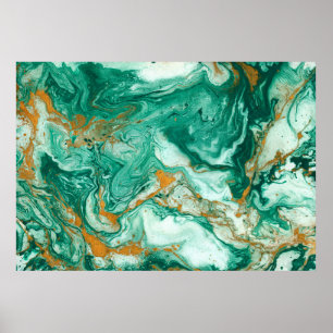 Beautiful abstract background. Golden and dark gre Poster