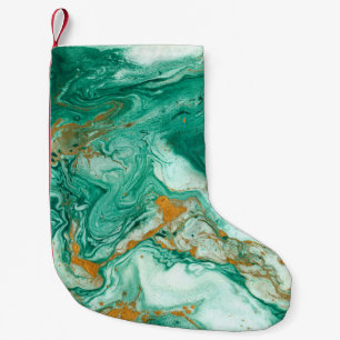 Beautiful abstract background. Golden and dark gre Small Christmas Stocking