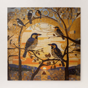 Beautiful Abstract Birds At Sunrise Decorative Jigsaw Puzzle