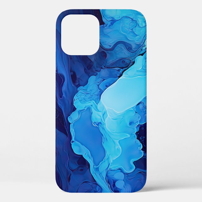 Beautiful Abstract Blue Modern Artistic Fluid Art Case-Mate iPhone Case (Back)