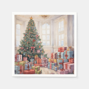 Beautiful Abstract Christmas Tree Stacks of Gifts Napkin