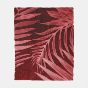 Beautiful abstract color pink and red flowers on b fleece blanket
