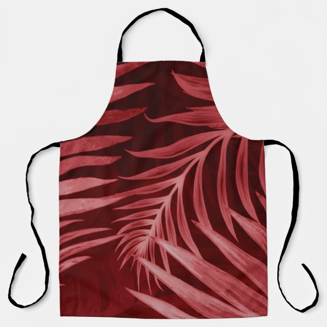 Beautiful abstract colour pink and red flowers on  apron (Front)