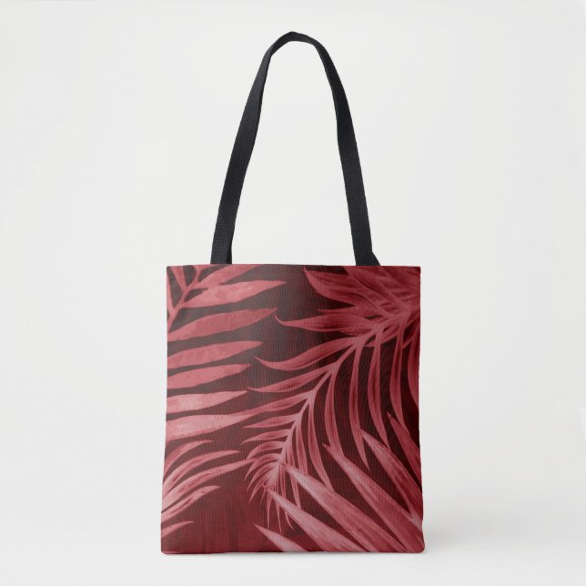 Beautiful abstract colour pink and red flowers on  tote bag (Front)