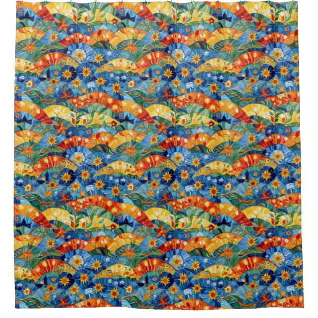 Beautiful abstract colourful design shower curtain (Front)