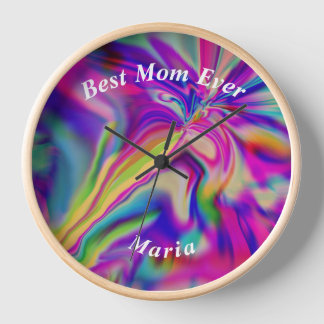 Beautiful Abstract Colourful Marble Liquified  Clock