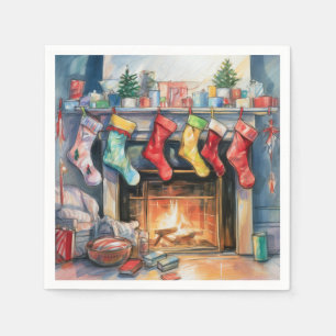 Beautiful Abstract Fireplace Stockings Napkin