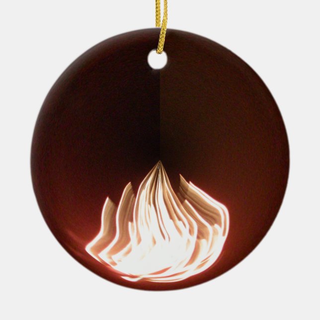Beautiful Abstract Flame Art Print Ceramic Tree Decoration (Front)