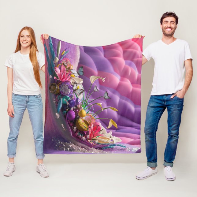 Beautiful Abstract Floral Flowers #9 Fleece Blanket (In Situ)