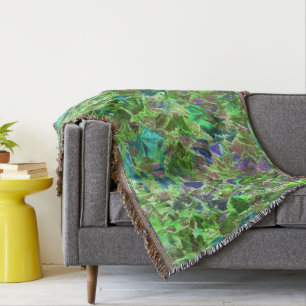 Beautiful Abstract Green Leaves Foliage Throw Blanket