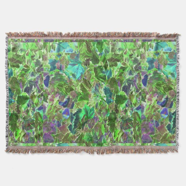 Beautiful Abstract Green Leaves Foliage Throw Blanket (Front)
