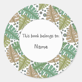 Beautiful abstract leaf and farn design classic round sticker