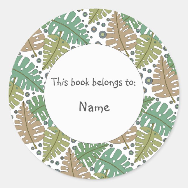 Beautiful abstract leaf and farn design  classic round sticker (Front)