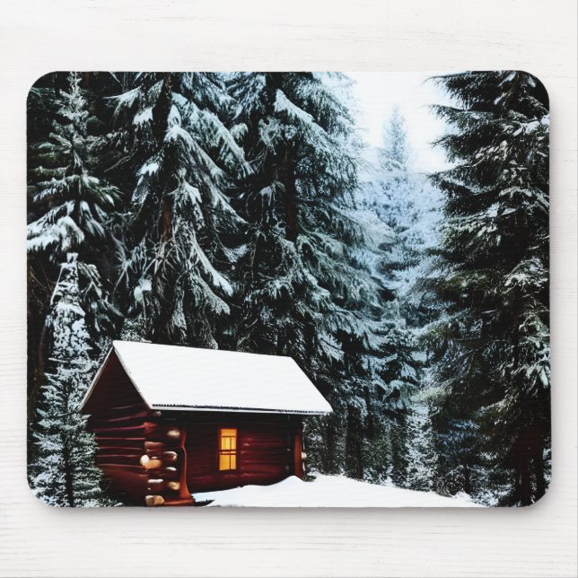 Beautiful Abstract Little winter Cabin Mouse Mat (Front)