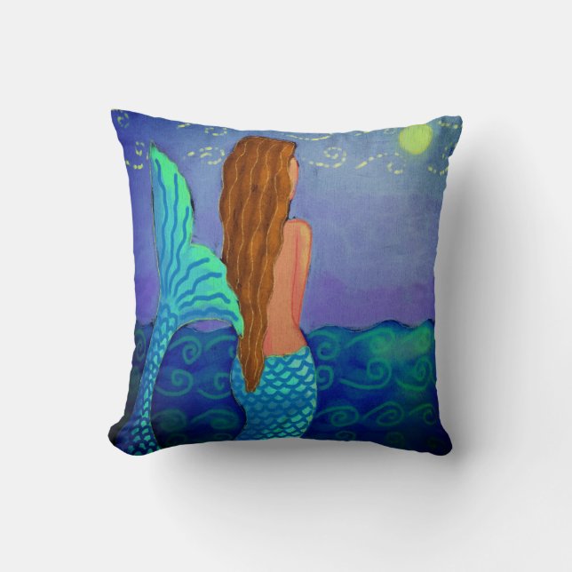 Beautiful Abstract Mermaid Painting Cushion (Front)
