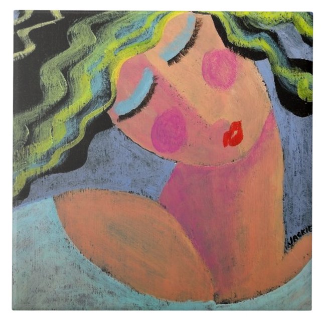 Beautiful Abstract Portrait of a Woman Tile (Front)