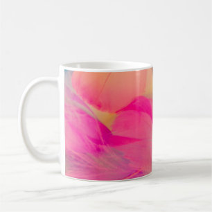 Beautiful abstract purple and blue feathers on whi coffee mug