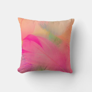 Beautiful abstract purple and blue feathers on whi cushion