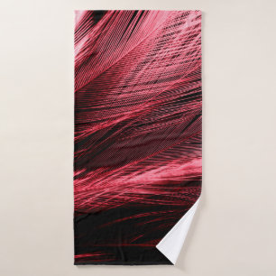 Beautiful abstract red feathers on dark background bath towel