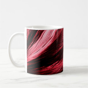 Beautiful abstract red feathers on dark background coffee mug