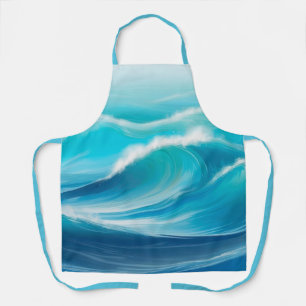 Beautiful Abstract Soft Blue Ocean Waves Splash  Apron