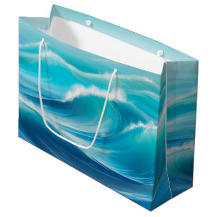 Beautiful Abstract Soft Blue Ocean Waves Splash Large Gift Bag