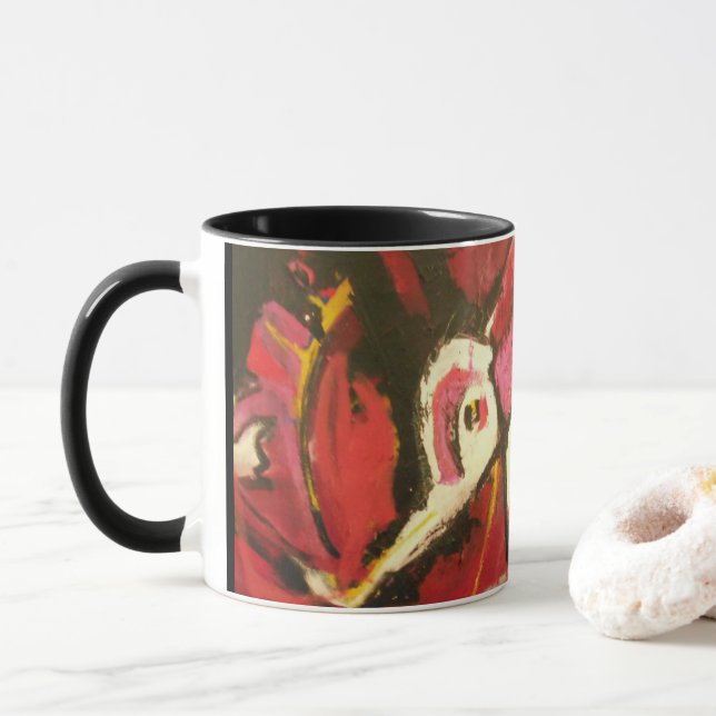 BEAUTIFUL ABSTRACT SWAN MUG (With Donut)