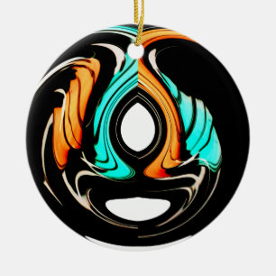 Beautiful Abstract Swirls Art Print Ceramic Tree Decoration