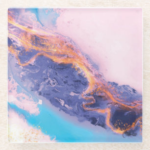Beautiful Abstract Textured Watercolor Glass Coaster
