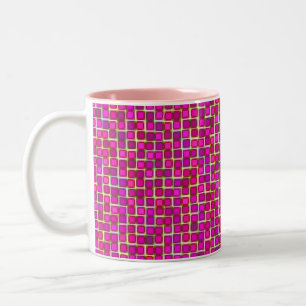 Beautiful Abstract Tile Pattern in Pink Two-Tone Coffee Mug