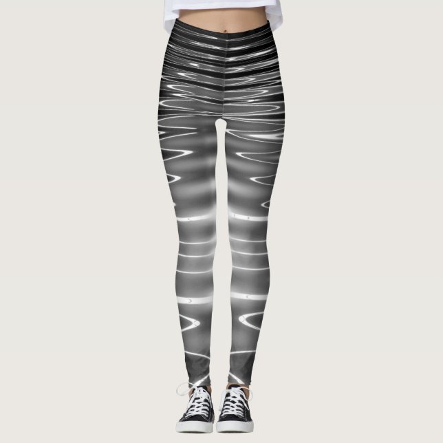 Beautiful Abstract Wavy Water Reflections Leggings (Front)