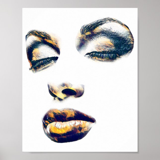 Beautiful Abstract Womans face gold makeup beauty  Poster (Front)