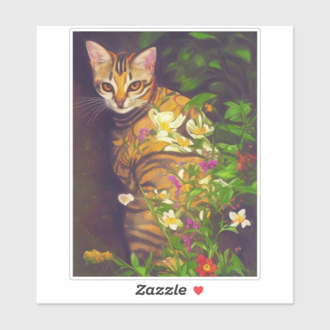 Beautiful Abyssinian Cat in a Midnight Garden (Sheet)