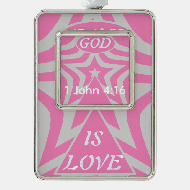 Beautiful Achempong God Is Love Star Pastel Pink Silver Plated Framed Ornament (Front)