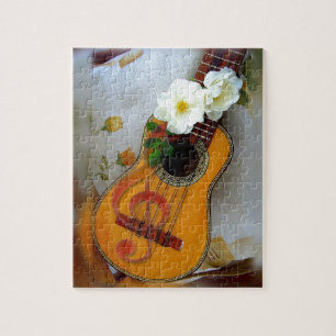 Beautiful acoustic guitar music note jigsaw puzzle