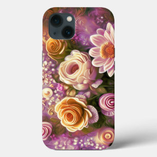 Beautiful Acrylic Flower Pattern iPhone 13 Case