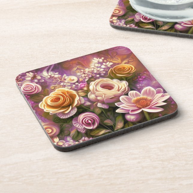 Beautiful Acrylic Flower Pattern Coaster (Left Side)