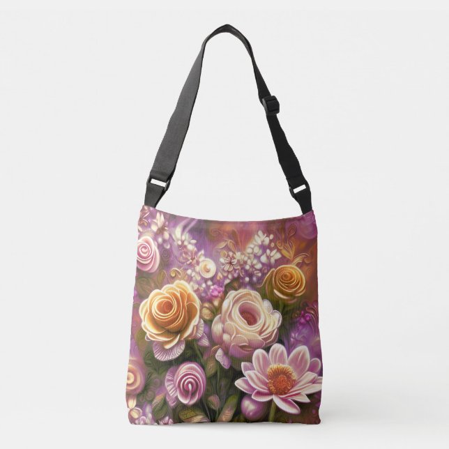 Beautiful Acrylic Flower Pattern Crossbody Bag (Front)