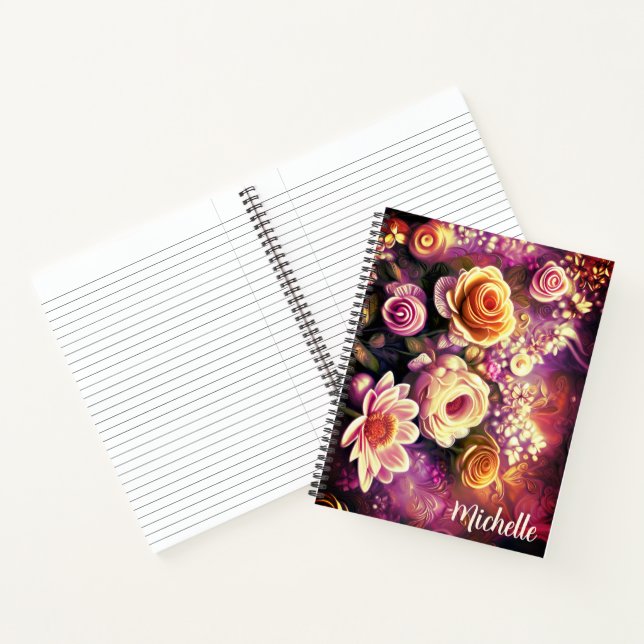 Beautiful Acrylic Flower Pattern Notebook (Inside)