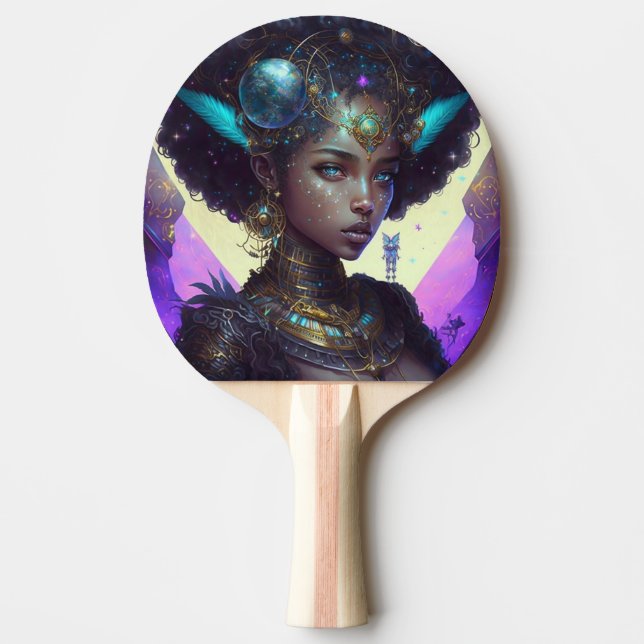Beautiful Adorned Space Warrior Ping Pong Paddle (Front)